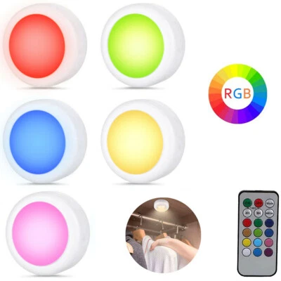 SET 5 FARETTI LED RGB ADESIVI FARETTO DECORATIVO MULTICOLORE TELECOMANDO TEB0314 - Immagine 1 di 4