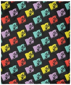MTV Music Television Retro Toss 80's Logo Plush Fleece Throw Blanket Wall - Picture 1 of 4