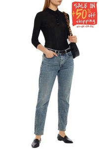 Pantalones de mezclilla boyfriend de tiro medio Rag & Bone PVP €380 W24 azul tiro alto desteñido hechos en EE. UU. - Imagen 1 de 5