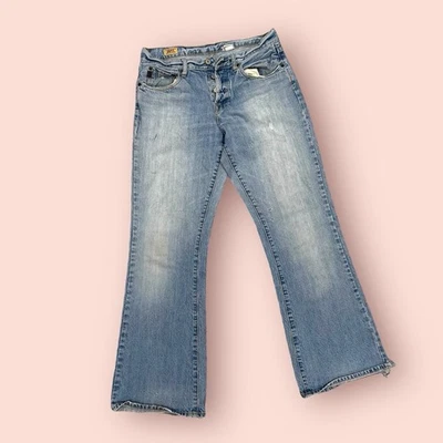 Abercrombie & Fitch Low Rise Flare Jeans Light Wash Denim Button Fly Fall 2003 - Image 1 of 4