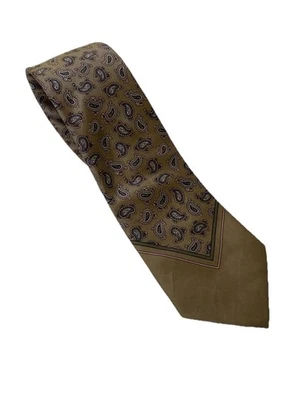Corbata Paco Rabanne Hecha en Italia Hombre Beige Oscuro Paisley 100% Seda Foto 1 de 4