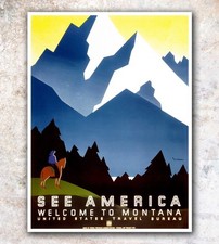 America Art Travel Poster Wall Decor Print 12x16" A429