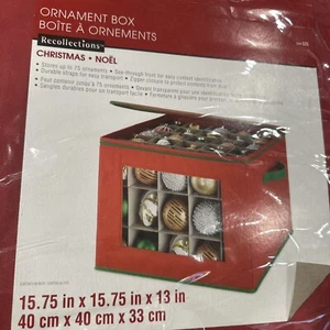 NIB Holds 75 Christmas Ornament Storage Box 16 x16 x13" Protects Recollections - Picture 1 of 4