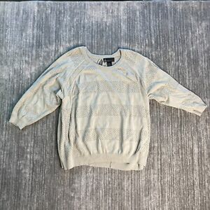 Lane Bryant Womens Pullover Sweater Beige Multi Knit Short Sleeve Plus 18/20