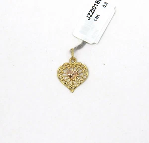 14K GELB- UND ROSÉGOLD FILIGRAN HERZ HANDGEFERTIGT CHARM NEU IM KARTON # J529 - Bild 1 von 2