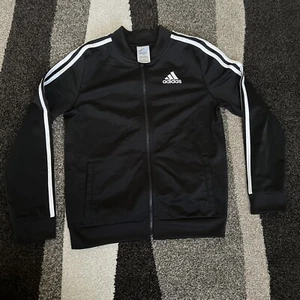 Boys Adidas Full Zip Long Sleeve Black Track Jacket Size XL (16) Soccer - Picture 1 of 4