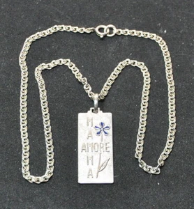 Collana donna ciondolo piastrina Argento 925 scritta Amore Mamma - Foto 1 di 11