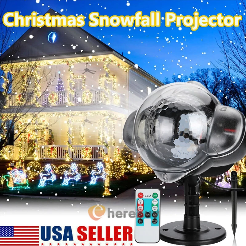 Projetor de floco de neve de Natal LED externo em movimento queda de neve luz laser paisagem - Imagem 1 de 4