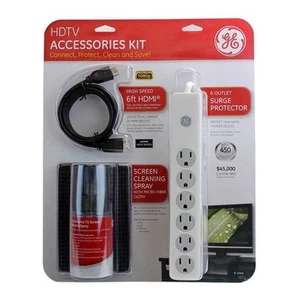 GE HDTV Accessories Kit 3 In 1 (HDMI/Screen Cleaning Spray/Surge Protector) - Picture 1 of 1