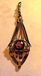 Antique Art Deco Womens Watch Fob with Purple Stones - Picture 1 of 13