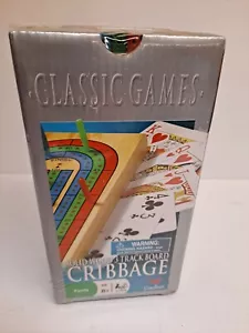Solid Wood Cribbage Set Folding 3 Track Board with Playing Cards Cardinal-New - Picture 1 of 6