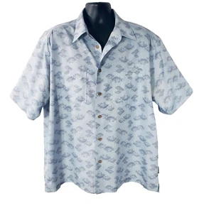 Mens Weather Proof Button Up Shirt Size XXL Light Blue Fish Tropical Lightweight - Picture 1 of 10