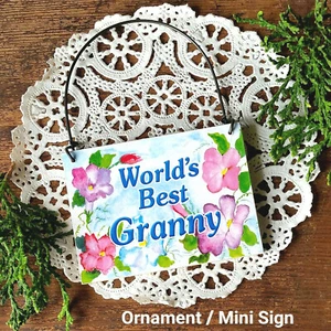 Worlds Best GRANNY Ornament  Family USA Decogreet Mini Wood Gift Sign Plaque - Picture 1 of 5