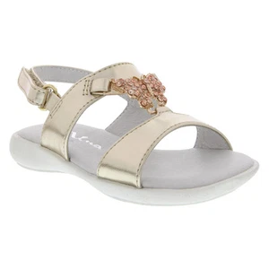 Gold Sandals Little Girls Butterfly NEW Leather Footbeds Little Girls Size 9 - Picture 1 of 3
