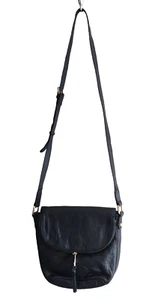 “ACCESSORIZE” GORGEOUS BLACK REAL LEATHER SHOULDER X-BODY BAG!!! - Picture 1 of 13