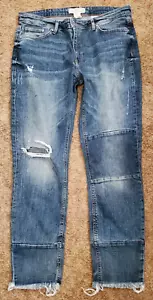 LOGG Mid Rise Straight Leg Jeans Size 31 Raw Hem Denim Blue Zip Fly EC - Picture 1 of 5