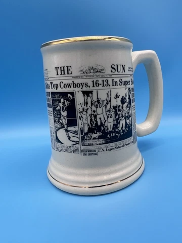 Colts Super Bowl V championship sterling ceramic beer stein mug NEWS NFL Champ Cover