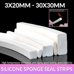 Silicone Sponge Seal Strips White Square Foamed Rubber Gasket 3x20mm - 30x30mm - Picture 1 of 10