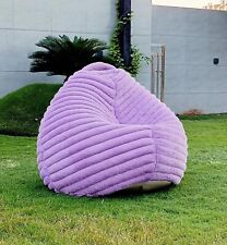 Bean Bag Chair Sofa Cover Fur Home Chair Micro Stripes Without Beans XXXL Purple