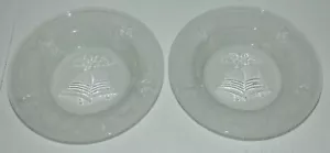 Christmas Holiday Bells Holly 8" Frosted Glass Bowl Set of 2 Candy Fruit Dish - Picture 1 of 8