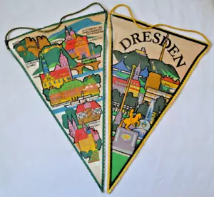 Dresden city East Germany vintage Pennants Lot 2x GDR German town DDR banner set - Picture 1 of 13
