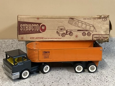Vintage Structo (Not Tonka) Dump Trailer Truck With Box - VGC - Image 1 of 4