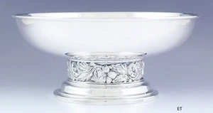 Fabuloso cuenco/compota pedestal floral perseguido a mano Manchester de plata esterlina - Imagen 1 de 8