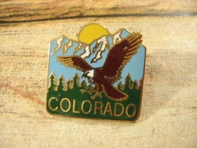 复古 Cloisonne 搪瓷鹰科罗拉多徽章翻领旅游纪念品 — 第 1/4 张图片