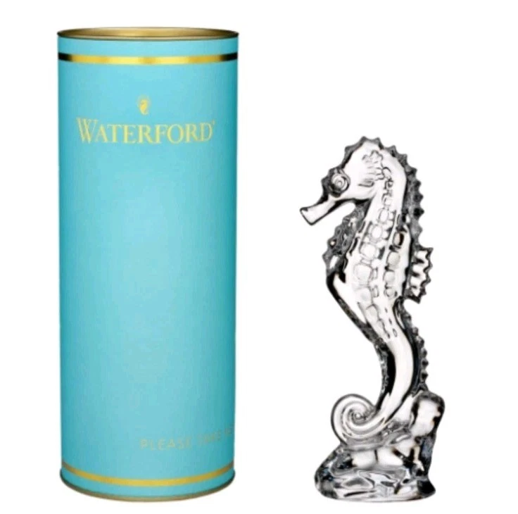 WATERFORD Crystal Seahorse Paperweight 7" Collectible Figurine Giftology 1058282