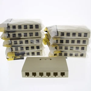 Hubbell ISB6EI Ivory 6-Port Data Voice Surface Mount Keystone Housings Box 10pcs - Picture 1 of 4