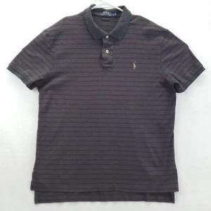 Polo Ralph Lauren Polo Para Hombre Grande Gris Borgoña Rayas Pima Tacto Suave - Imagen 1 de 10
