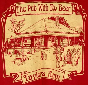 TAYLORS ARM PUB T SHIRT TEE THE PUB WITH NO BEER AUSTRALIA RED COTTON MENS L - Picture 1 of 6
