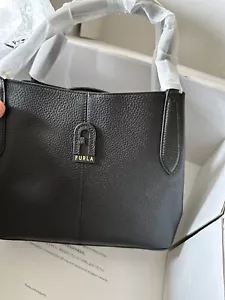 NWT FURLA Dafne S Hobo Vitello KE Bag In Black Leather Retails At 450.00 - Picture 1 of 15