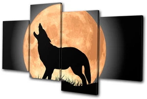 Tiere Wolf Mond Wild MULTI LEINWANDBILD WANDBILD Bild Druck VA - Bild 1 von 1