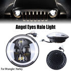 7" INCH Round LED Headlights Halo Angle Eye For Jeep Wrangler JK LJ TJ CJ