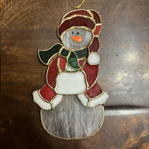 Schneemann Buntglas Weihnachtsschmuck 7" Sammlerstück niedliche Dekoration - Bild 1 von 5