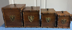 Vtg Wood Canisters w/Eagle Emblem and Removable Liners