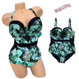 Costume da bagno donna Torrid taglia 2 plus 18-20 Vixen pezzo unico verde palma ritaglio rete - Foto 1 di 12
