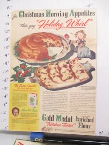 newspaper ad 1940s GOLD MEDAL flour Christmas cake angel WWII American Weekly
