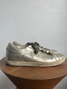 GOLDEN GOOSE Superstar Gold Leather Perforated Star Metallic Low Top Sneaker 39 - Picture 1 of 8