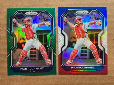 Ivan Rodriguez 2021 Panini Prizm Green & Red White & Blue Baseball Card Lot(2) - Image 1 of 4