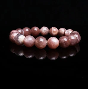 12 mm Natur Schwarz Mondstein Sonnenstein Starkes Licht Kristall Perlen Armband C0994 - Bild 1 von 8