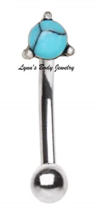 Antique Style Synthetic Turquoise * Stainless Steel Eyebrow Ring - Picture 1 of 1