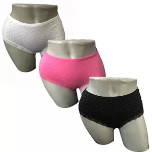 new ladies cotton knickers full briefs lace panty big girls pants size 10-18 - Picture 1 of 11