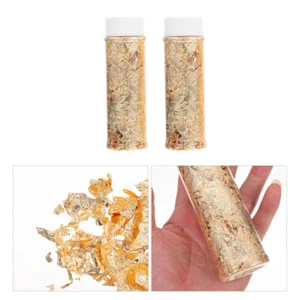 2 Bottles Flakes Edible Metallic Leaf Foil Shavings Cake Decorating - Picture 1 of 12