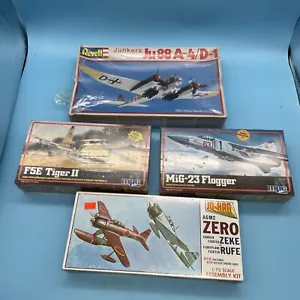Japanese A6M2 Zero, MiG-23 Flogger, F5E Tiger II, Ju88 A-4/D-1. Sealed MODELS - Picture 1 of 22