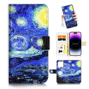 ( For iPhone 16 Pro Max ) Wallet Flip Case Cover PH26759 Van Gogh Starry Night - Picture 1 of 7
