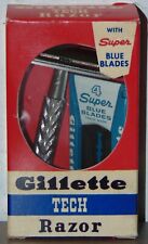 NEW Vintage Gillette Tech Razor with Super Blue Blades NOS 1960's