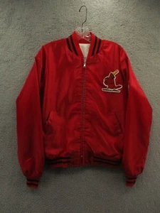 Vintage 80s St. Louis Cardinals Varsity Jacket Satin Patches Red *Flaws* Mens M - Picture 1 of 13
