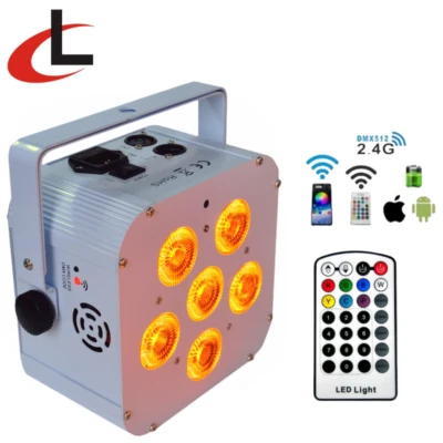 Smart DJ 6x18w LED Wireless Battery Powered Operated Uplight 6in1 LED Par Light - Image 1 of 4